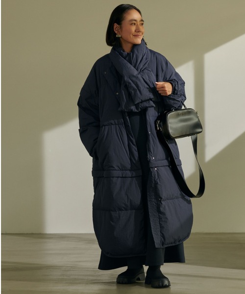 emmi（エミ）の「【金子綾 for emmi】ecoマルチウェイダウンコート（ダウンジャケット/コート・レディース・アイボリー/カーキ/ブラック/ネイビー・0/1）」の4枚目の写真