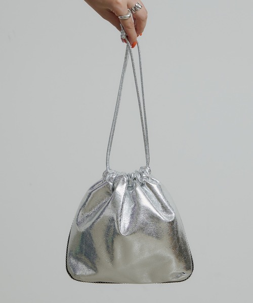 CIAOPANIC TYPY(チャオパニックティピー)の「コードレーンクラッシュメタル巾着BAG(トートバッグ・レディース・レッド/ミント/シルバー/グレイッシュベージュ/ブラック・ONE SIZE)」の21枚目の写真