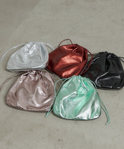 CIAOPANIC TYPY(チャオパニックティピー)の「コードレーンクラッシュメタル巾着BAG(トートバッグ・レディース・レッド/ミント/シルバー/グレイッシュベージュ/ブラック・ONE SIZE)」の14枚目の写真