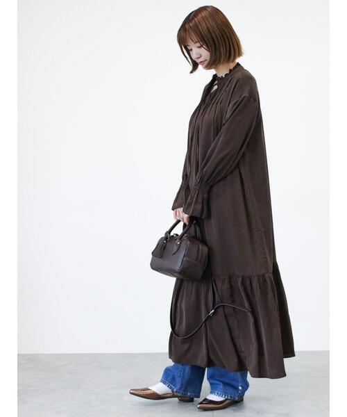 Lugnoncure（ルノンキュール）の「ピコ刺繍アソート切替ワンピース（ワンピース・レディース・ブラック/ベージュ/ダークブラウン・F）」の16枚目の写真