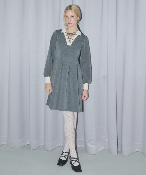新品　idem lace up polo onepiece ポロワンピース idem（イデム）の「lace up polo onepiece/ポロミニワンピース