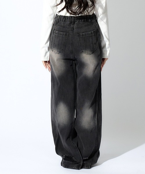 tinkerend（ティンカーエンド）の「【ユニセックス】Wave Wide Buggy Denim / ウェーブワイドバギーデニム バギーパンツ（デニムパンツ・レディース・ブラック/ブルー・3/2/1）」の9枚目の写真