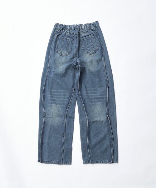 tinkerend（ティンカーエンド）の「【ユニセックス】Wave Wide Buggy Denim / ウェーブワイドバギーデニム バギーパンツ（デニムパンツ・レディース・ブラック/ブルー・3/2/1）」の4枚目の写真