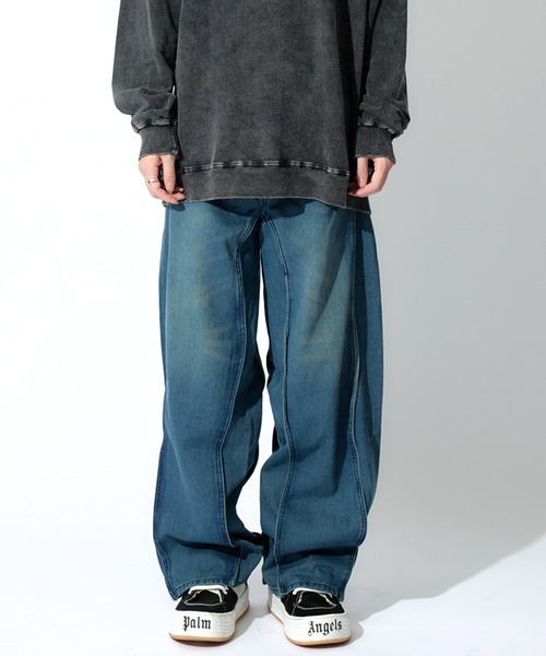 tinkerend（ティンカーエンド）の「【ユニセックス】Wave Wide Buggy Denim / ウェーブワイドバギーデニム バギーパンツ（デニムパンツ・レディース・ブラック/ブルー・3/2/1）」の15枚目の写真