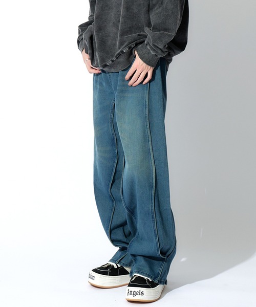 tinkerend（ティンカーエンド）の「【ユニセックス】Wave Wide Buggy Denim / ウェーブワイドバギーデニム バギーパンツ（デニムパンツ・レディース・ブラック/ブルー・3/2/1）」の16枚目の写真