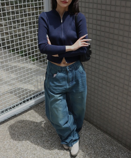 tinkerend（ティンカーエンド）の「【ユニセックス】Wave Wide Buggy Denim / ウェーブワイドバギーデニム バギーパンツ（デニムパンツ・レディース・ブラック/ブルー・3/2/1）」の22枚目の写真
