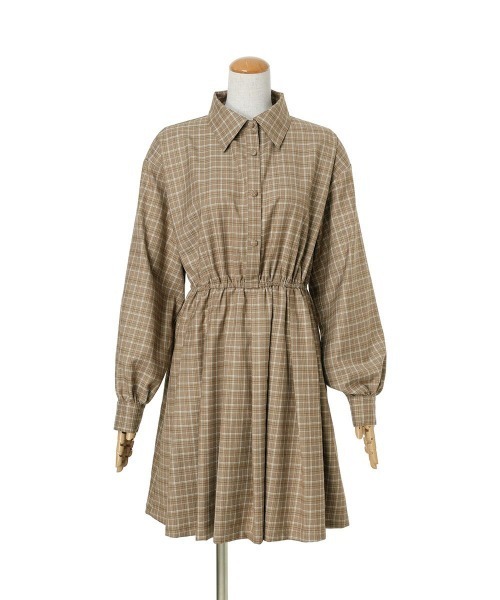 F i.n.t（フィント）の「ネクタイ付きチェックシャツワンピース/fint（シャツワンピース・レディース・グレー/ブラック×レッド/ベージュ・FREE）」の14枚目の写真