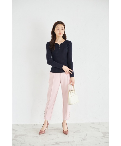 セール】【ZOZO限定】ヘンリーネックハートボタンリブニット（ニット