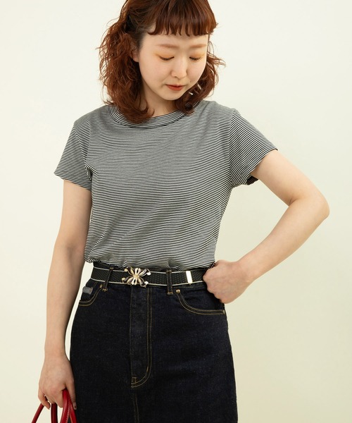 Dot&Stripes CHILD WOMAN(ドットアンドストライプス チャイルドウーマン)の「BIGリボンバックル ピンドットゴムベルト(ベルト・レディース・ブラウン/ブラック/アイボリー・FREE)」の12枚目の写真