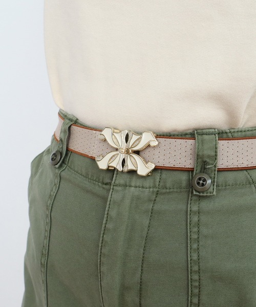 Dot&Stripes CHILD WOMAN(ドットアンドストライプス チャイルドウーマン)の「BIGリボンバックル ピンドットゴムベルト(ベルト・レディース・ブラウン/ブラック/アイボリー・FREE)」の14枚目の写真