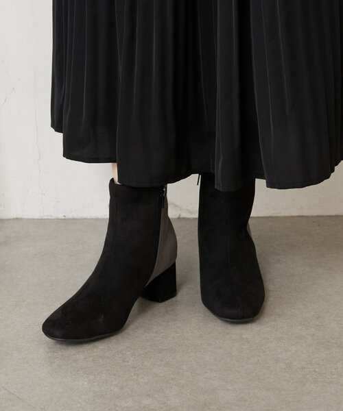 Jena espace merveilleux（ジェナ　エスパスメルヴェイユ）の「バイカラーショートブーツ（ブーツ・レディース・ベージュ/ブラック・LARGE/MEDIUM）」の3枚目の写真