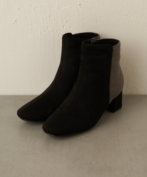 Jena espace merveilleux（ジェナ　エスパスメルヴェイユ）の「バイカラーショートブーツ（ブーツ・レディース・ベージュ/ブラック・LARGE/MEDIUM）」の5枚目の写真