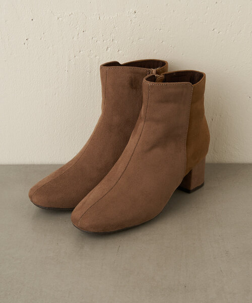 Jena espace merveilleux（ジェナ　エスパスメルヴェイユ）の「バイカラーショートブーツ（ブーツ・レディース・ベージュ/ブラック・LARGE/MEDIUM）」の14枚目の写真