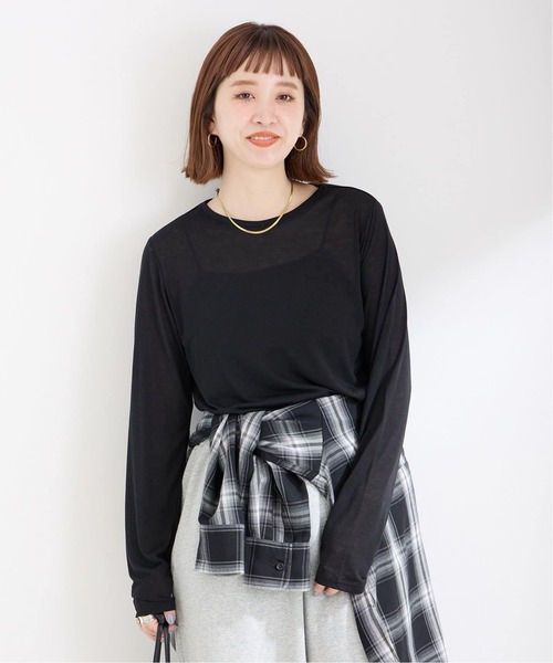 Simplicite(サンプリシテ)の「《追加3》シアークルーネックロンTEE(Tシャツ/カットソー・レディース・ブラック/ブラック系その他/ホワイト・FREE)」の15枚目の写真
