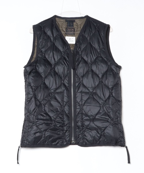 TAION/タイオン】MILITARY V NECK W-ZIP DOWN VEST SOFT SHELL/軽量