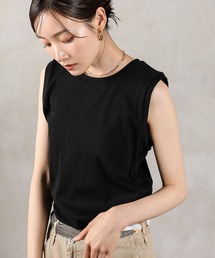 ラウンドネック ノースリーブトップス タンクトップ