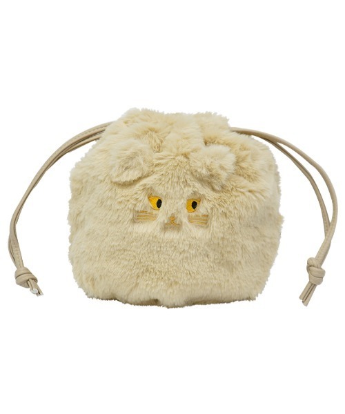 salle de bal（サルデバル）の「にゃんこ ファー 巾着ショルダー KTK 1036 MMI（ショルダーバッグ・レディース・ブラック/グレイッシュベージュ/ライトグレー・FREE）」の3枚目の写真