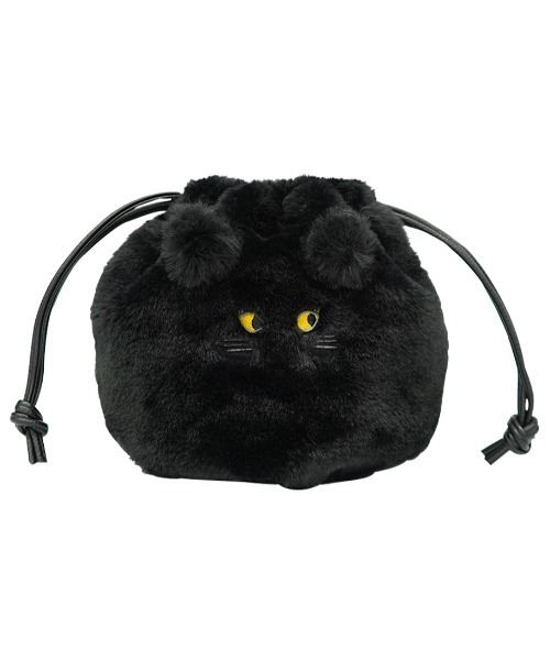 salle de bal（サルデバル）の「にゃんこ ファー 巾着ショルダー KTK 1036 MMI（ショルダーバッグ・レディース・ブラック/グレイッシュベージュ/ライトグレー・FREE）」の2枚目の写真