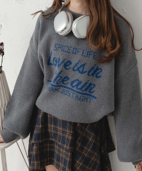 Ambre Neige（アンブルネージュ）の「assortment motif jacquard knit / アソートモチーフジャガードニット（ニット/セーター・レディース・アイボリー/チャコールグレー/ネイビー/レッド・FREE）」の3枚目の写真