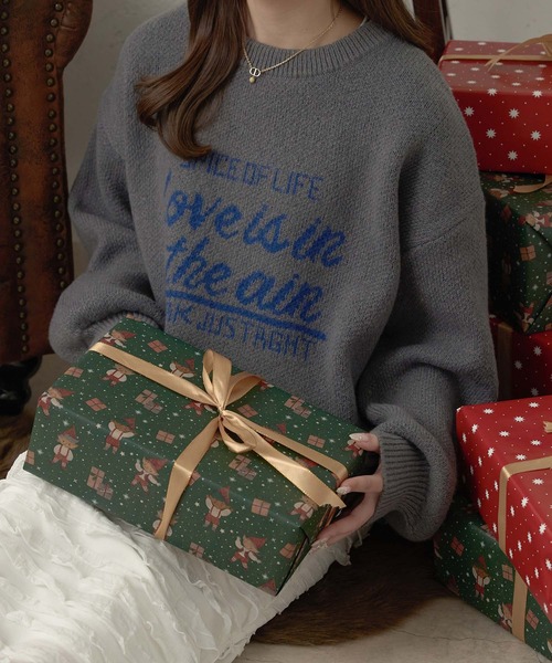 Ambre Neige（アンブルネージュ）の「assortment motif jacquard knit / アソートモチーフジャガードニット（ニット/セーター・レディース・アイボリー/チャコールグレー/ネイビー/レッド・FREE）」の10枚目の写真