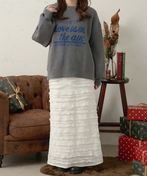 Ambre Neige（アンブルネージュ）の「assortment motif jacquard knit / アソートモチーフジャガードニット（ニット/セーター・レディース・アイボリー/チャコールグレー/ネイビー/レッド・FREE）」の14枚目の写真