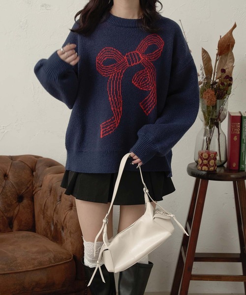 Ambre Neige（アンブルネージュ）の「assortment motif jacquard knit / アソートモチーフジャガードニット（ニット/セーター・レディース・アイボリー/チャコールグレー/ネイビー/レッド・FREE）」の15枚目の写真