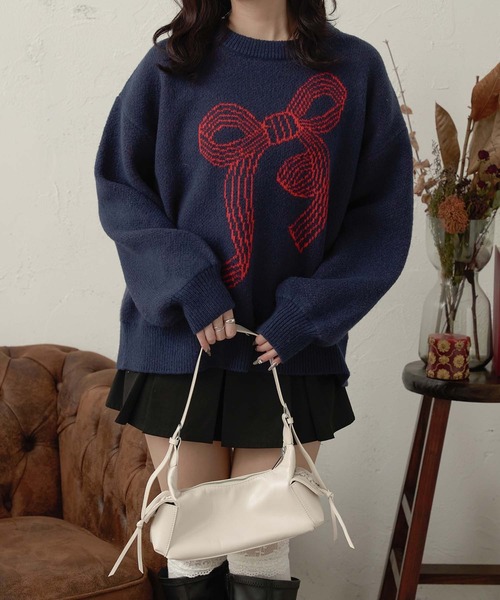 Ambre Neige（アンブルネージュ）の「assortment motif jacquard knit / アソートモチーフジャガードニット（ニット/セーター・レディース・アイボリー/チャコールグレー/ネイビー/レッド・FREE）」の16枚目の写真
