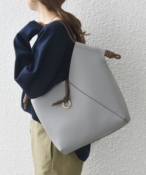 セール】SHIPS any: バイカラー Vカット トート バッグ（トート