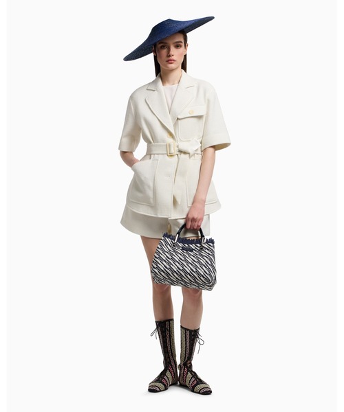 EMPORIO ARMANI（エンポリオアルマーニ）の「【エンポリオ アルマーニ】MyEA ショッパー バスケット織り スモール（トートバッグ・レディース・ネイビー×ホワイト・FREE）」の8枚目の写真