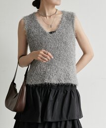 Thevon | フェザーヤーンVネックベスト(ニット/セーター)