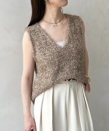 Thevon | フェザーヤーンVネックベスト(ニット/セーター)