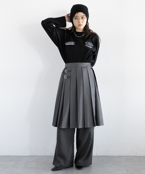 RAGEBLUE（レイジブルー）の「ボックスタック/ピンストライプドレープワイドスラックス（スラックス・レディース・グレー/ブラック・LARGE/MEDIUM）」の20枚目の写真