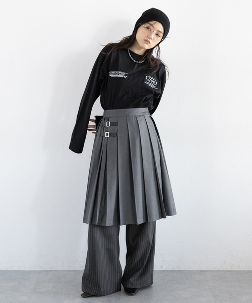 RAGEBLUE（レイジブルー）の「ボックスタック/ピンストライプドレープワイドスラックス（スラックス・レディース・グレー/ブラック・LARGE/MEDIUM）」の21枚目の写真