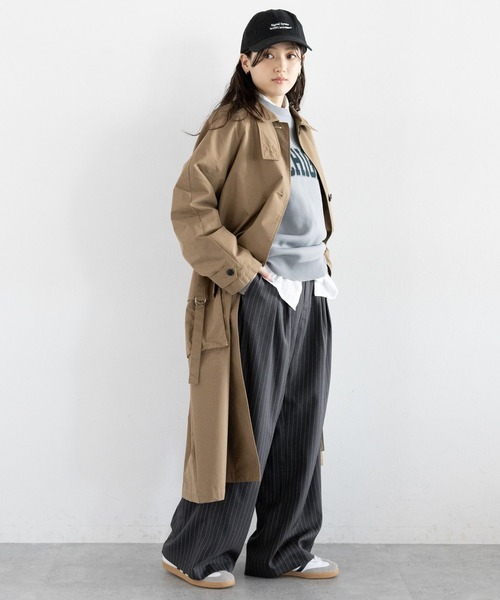 RAGEBLUE（レイジブルー）の「ボックスタック/ピンストライプドレープワイドスラックス（スラックス・レディース・グレー/ブラック・LARGE/MEDIUM）」の3枚目の写真