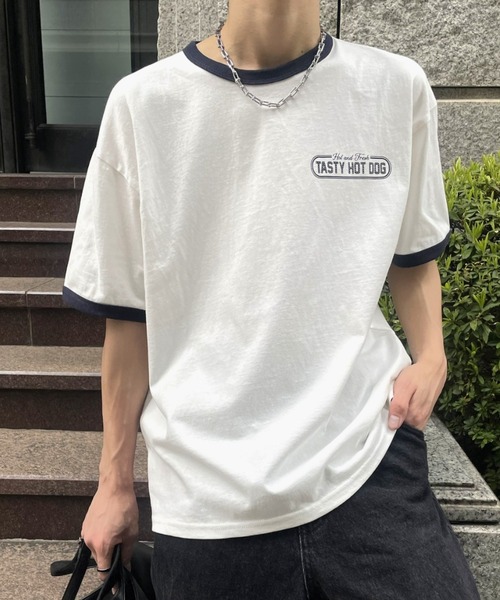 B.R.U(ブル)の「フードキャラリンガーTシャツ(Tシャツ/カットソー・メンズ・ネイビー/ブラック/レッド/ホワイト系その他/ホワイト/ブラック系その他/ホワイト×グリーン/ホワイト×レッド/ホワイト系その他2/ホワイト系その他3・FREE)」の1枚目の写真