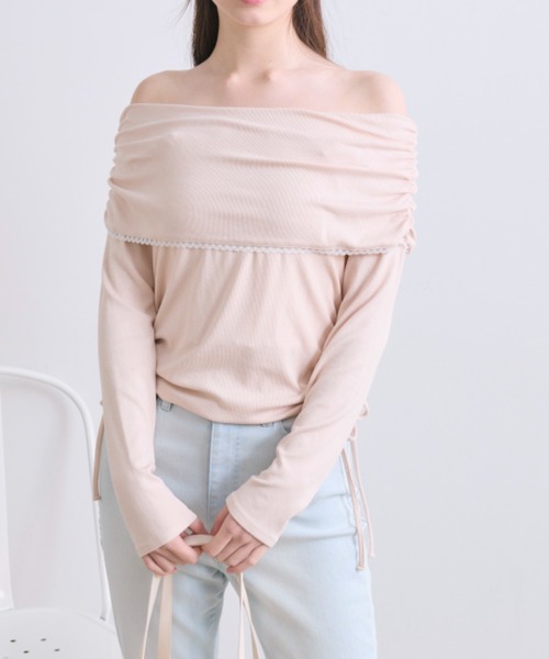 OLIVE des OLIVE(オリーブデオリーブ)の「ピコレースオフショルトップス(Tシャツ/カットソー・レディース・オフホワイト/レッド/ピンク/トップグレー・FREE)」の15枚目の写真