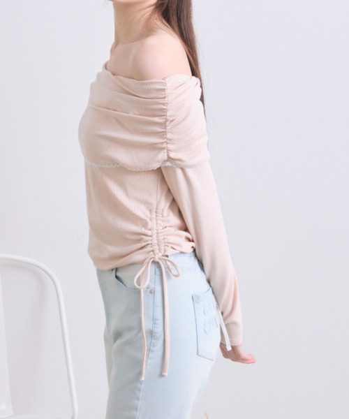 OLIVE des OLIVE(オリーブデオリーブ)の「ピコレースオフショルトップス(Tシャツ/カットソー・レディース・オフホワイト/レッド/ピンク/トップグレー・FREE)」の16枚目の写真
