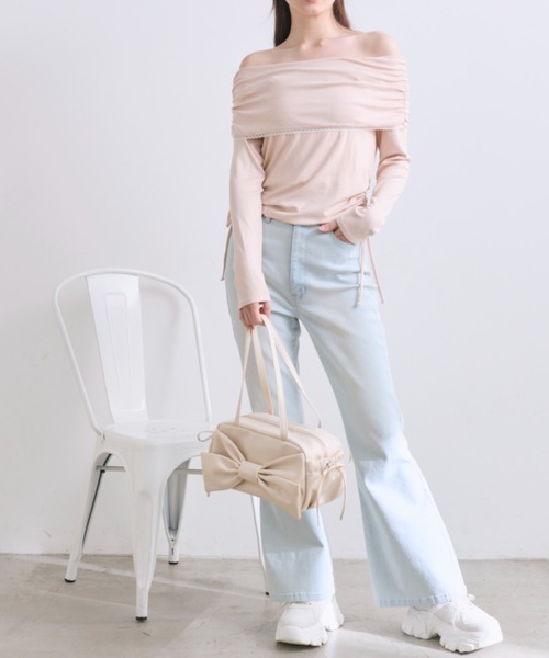 OLIVE des OLIVE(オリーブデオリーブ)の「ピコレースオフショルトップス(Tシャツ/カットソー・レディース・オフホワイト/レッド/ピンク/トップグレー・FREE)」の17枚目の写真
