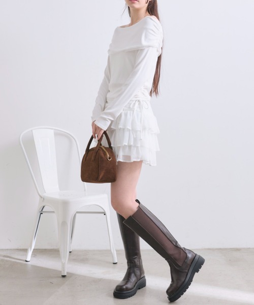 OLIVE des OLIVE(オリーブデオリーブ)の「ピコレースオフショルトップス(Tシャツ/カットソー・レディース・オフホワイト/レッド/ピンク/トップグレー・FREE)」の8枚目の写真