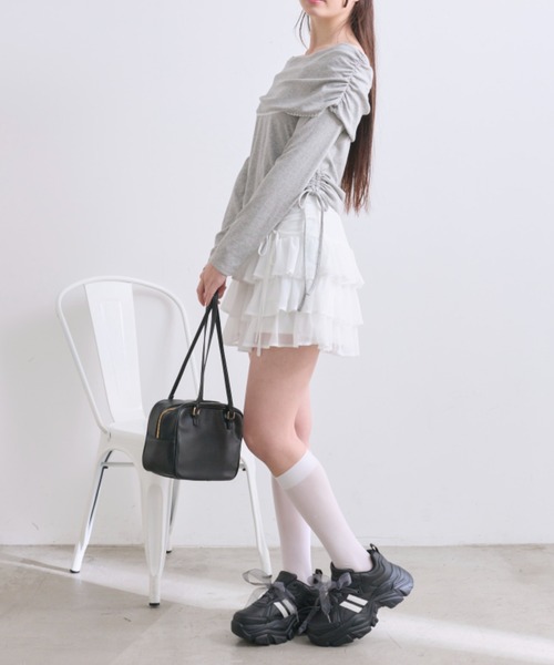 OLIVE des OLIVE(オリーブデオリーブ)の「ピコレースオフショルトップス(Tシャツ/カットソー・レディース・オフホワイト/レッド/ピンク/トップグレー・FREE)」の12枚目の写真