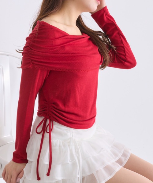 OLIVE des OLIVE(オリーブデオリーブ)の「ピコレースオフショルトップス(Tシャツ/カットソー・レディース・オフホワイト/レッド/ピンク/トップグレー・FREE)」の20枚目の写真