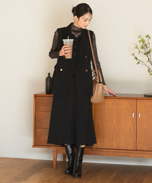 CELEN（セレン）の「【カセット服/洗える/セットアップ可】ダブルブレストジレ 単品　＜オフィスカジュアル/セレモニー＞（スーツベスト・レディース・ネイビー/ブラウン/ブラック/グレー系その他・S/M/L/ST/MT/LT）」の18枚目の写真