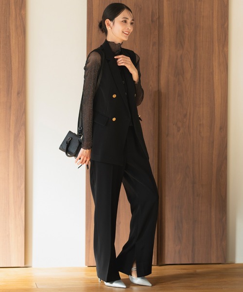 CELEN（セレン）の「【カセット服/洗える/セットアップ可】ダブルブレストジレ 単品　＜オフィスカジュアル/セレモニー＞（スーツベスト・レディース・ネイビー/ブラウン/ブラック/グレー系その他・S/M/L/ST/MT/LT）」の11枚目の写真