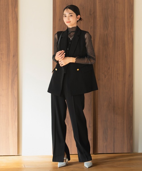 CELEN（セレン）の「【カセット服/洗える/セットアップ可】ダブルブレストジレ 単品　＜オフィスカジュアル/セレモニー＞（スーツベスト・レディース・ネイビー/ブラウン/ブラック/グレー系その他・S/M/L/ST/MT/LT）」の10枚目の写真