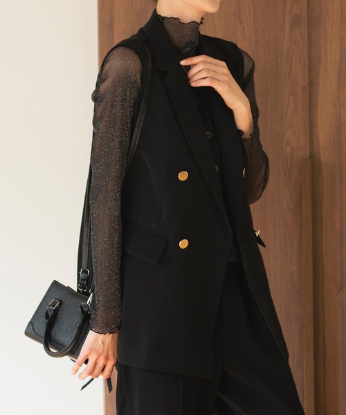 CELEN（セレン）の「【カセット服/洗える/セットアップ可】ダブルブレストジレ 単品　＜オフィスカジュアル/セレモニー＞（スーツベスト・レディース・ネイビー/ブラウン/ブラック/グレー系その他・S/M/L/ST/MT/LT）」の14枚目の写真