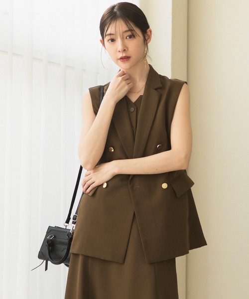 CELEN（セレン）の「【カセット服/洗える/セットアップ可】ダブルブレストジレ 単品　＜オフィスカジュアル/セレモニー＞（スーツベスト・レディース・ネイビー/ブラウン/ブラック/グレー系その他・S/M/L/ST/MT/LT）」の20枚目の写真