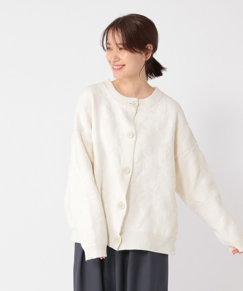 studio CLIP（スタディオクリップ）の「7ゲージフラワーカーディガンジャケット（カーディガン/ボレロ・レディース・ネイビー/オフホワイト・FREE）」の19枚目の写真