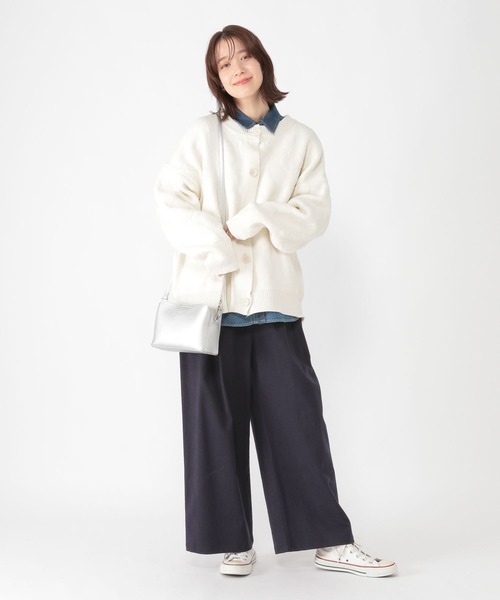 studio CLIP（スタディオクリップ）の「7ゲージフラワーカーディガンジャケット（カーディガン/ボレロ・レディース・ネイビー/オフホワイト・FREE）」の18枚目の写真