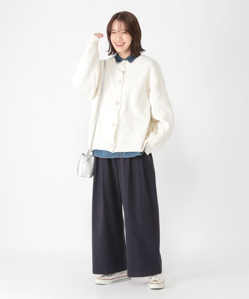 studio CLIP（スタディオクリップ）の「7ゲージフラワーカーディガンジャケット（カーディガン/ボレロ・レディース・ネイビー/オフホワイト・FREE）」の16枚目の写真