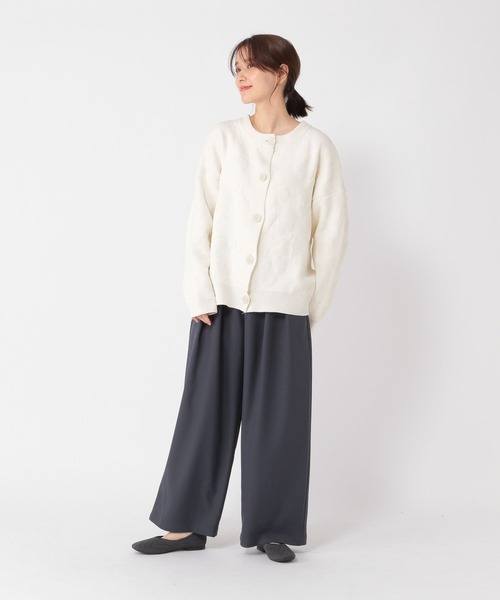 studio CLIP（スタディオクリップ）の「7ゲージフラワーカーディガンジャケット（カーディガン/ボレロ・レディース・ネイビー/オフホワイト・FREE）」の14枚目の写真